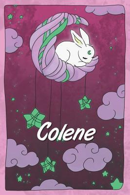 Read online Colene: personalized notebook sleeping bunny on the moon with stars softcover 120 pages blank useful as notebook, dream diary, scrapbook, journal or gift idea - Jenny Illus file in PDF